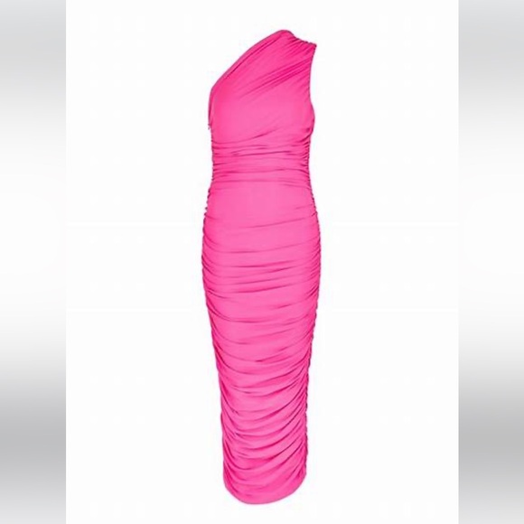 Amaya One-Shoulder Ruched Midi Dress - Picture 4 of 14